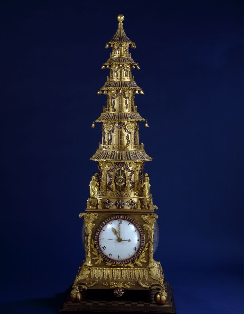 图片[1]-Copper gilded inlaid stone lifting tower clock-China Archive